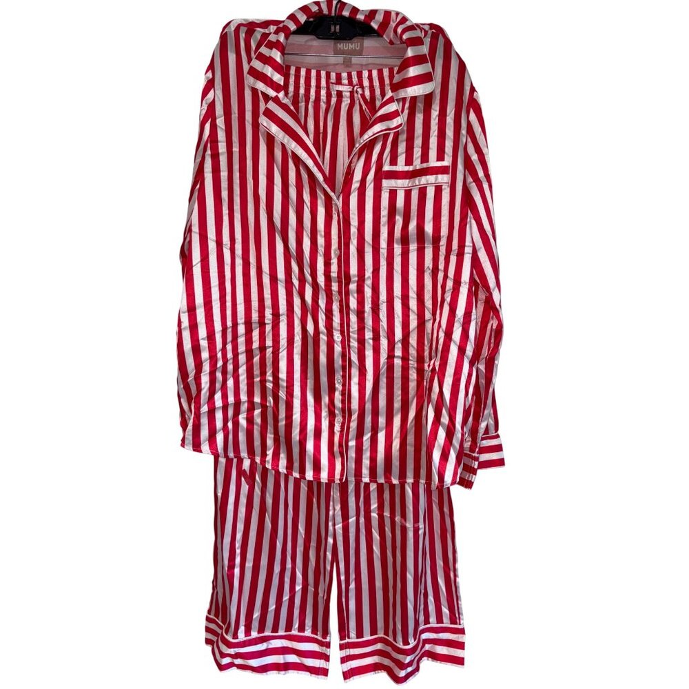 Show Me Your Mumu Classic PJ Set in Peppermint Stripe Medium New Womens Pajamas - Picture 4 of 14